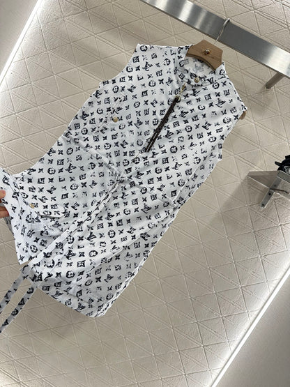 New Arrival Zippered Printed Vest Dress