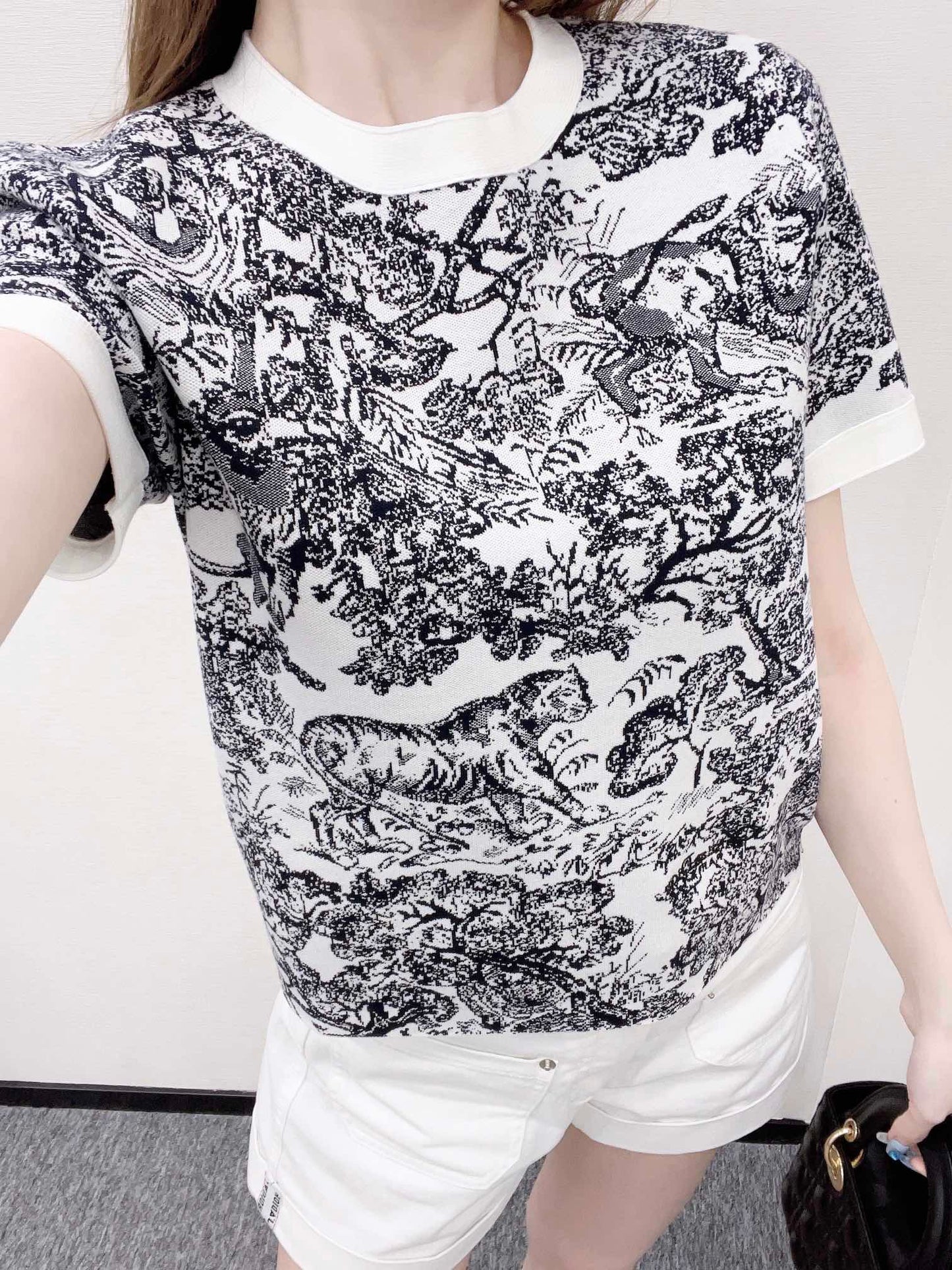 2025 new product Jacquard knitted short sleeves