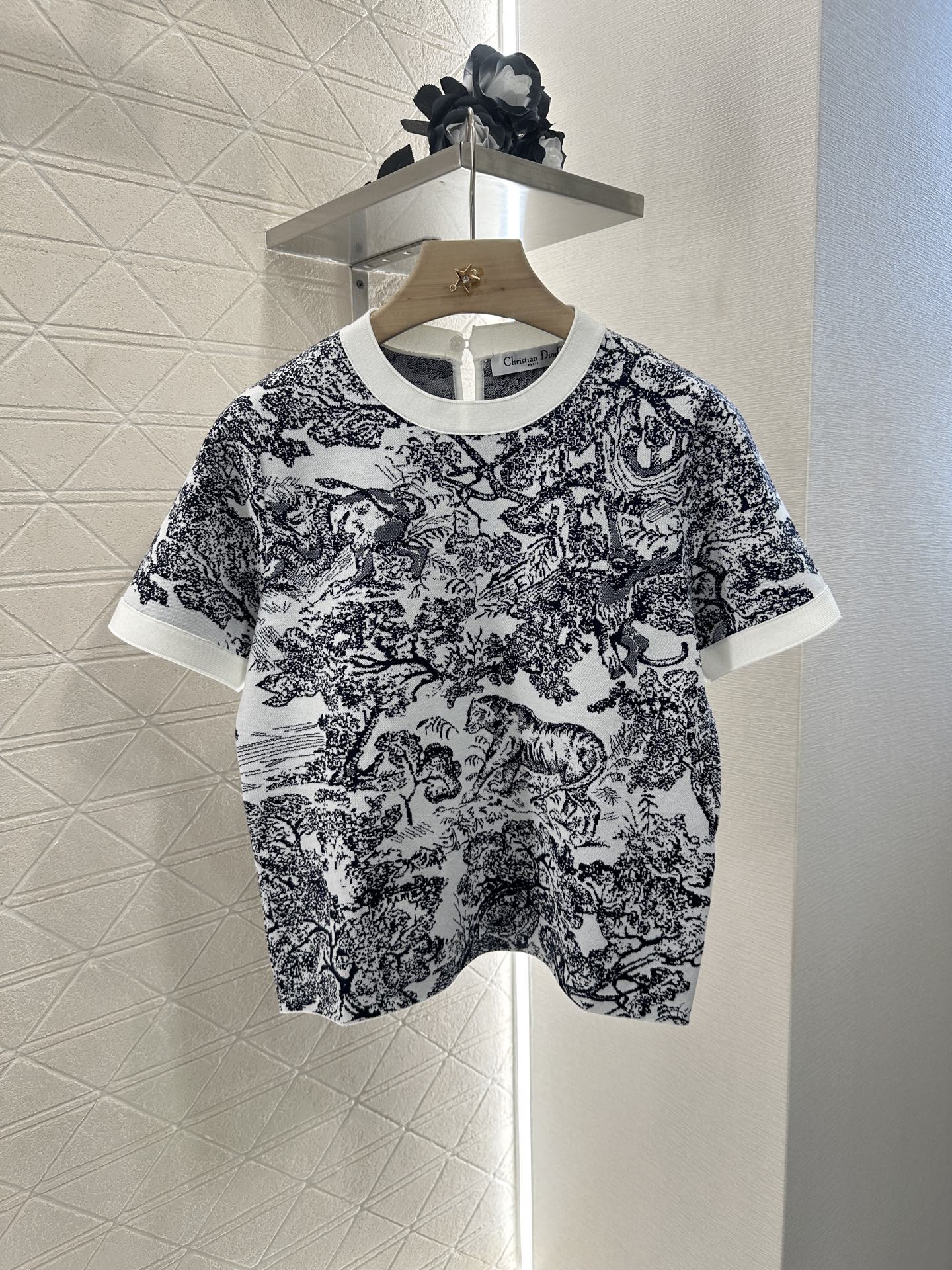 2025 new product Jacquard knitted short sleeves
