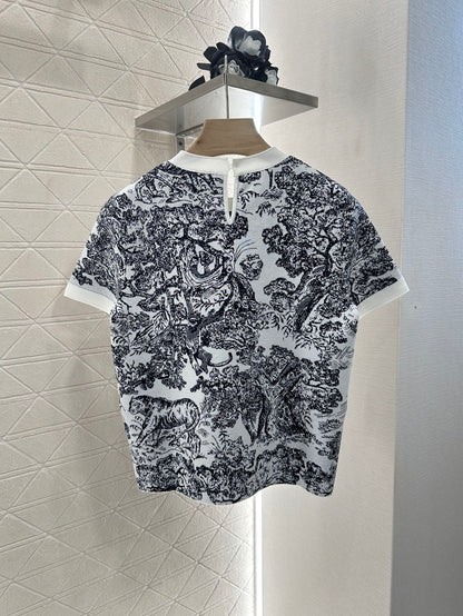 2025 new product Jacquard knitted short sleeves