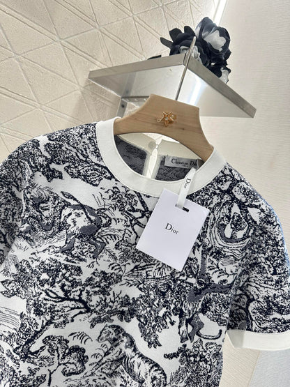 2025 new product Jacquard knitted short sleeves