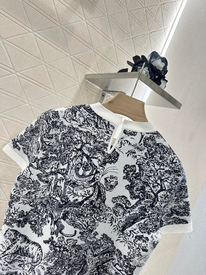 2025 new product Jacquard knitted short sleeves