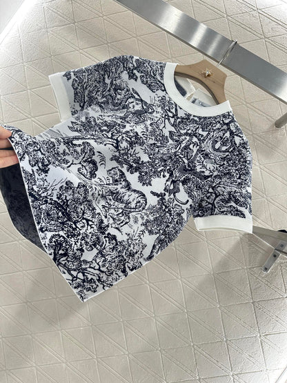 2025 new product Jacquard knitted short sleeves