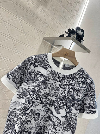 2025 new product Jacquard knitted short sleeves