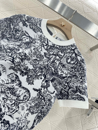 2025 new product Jacquard knitted short sleeves
