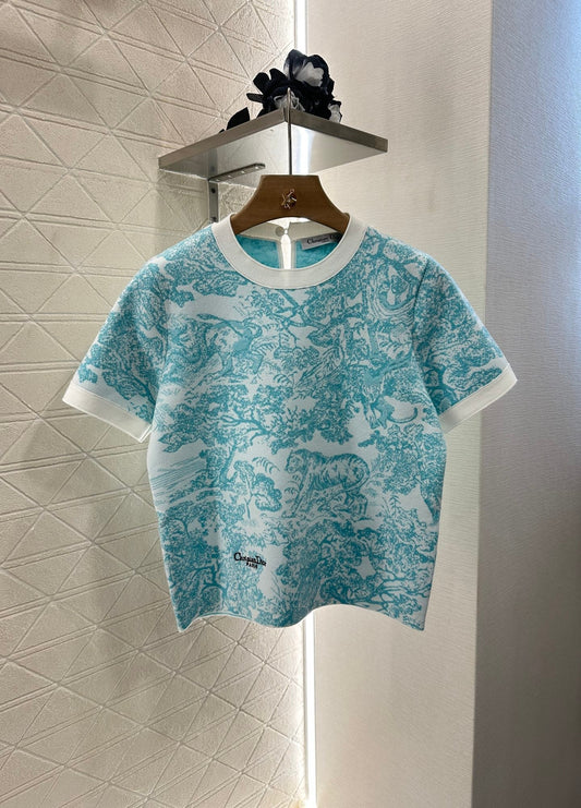 2025 new product Jacquard knitted short sleeves