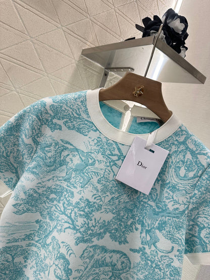 2025 new product Jacquard knitted short sleeves