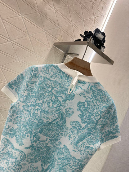 2025 new product Jacquard knitted short sleeves