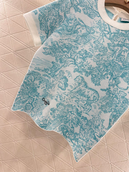 2025 new product Jacquard knitted short sleeves