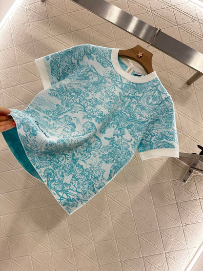 2025 new product Jacquard knitted short sleeves