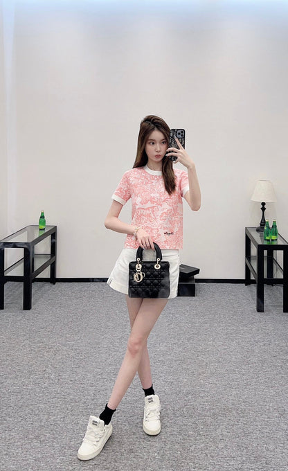 2025 new product Jacquard knitted short sleeves