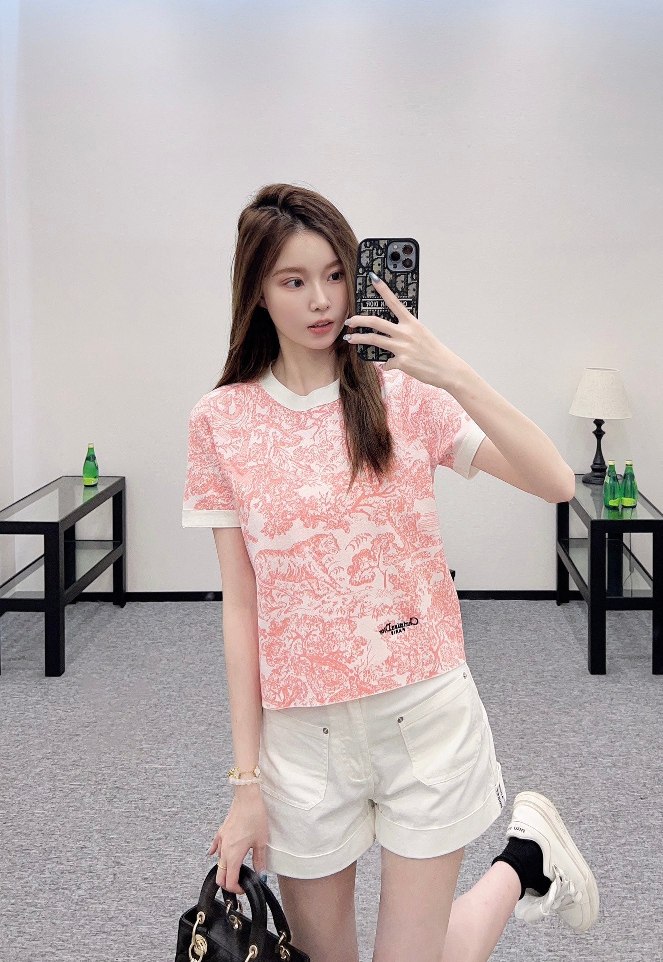 2025 new product Jacquard knitted short sleeves