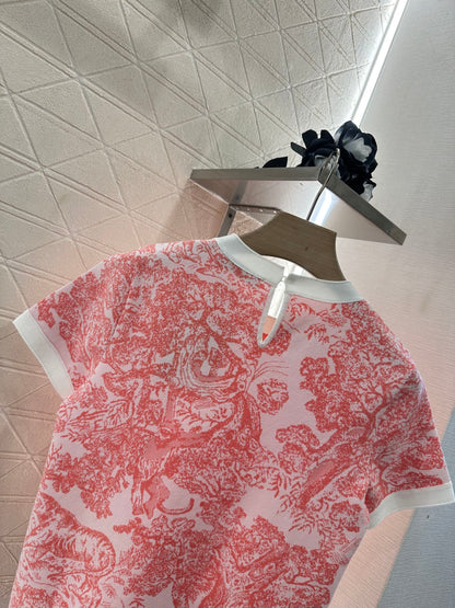 2025 new product Jacquard knitted short sleeves