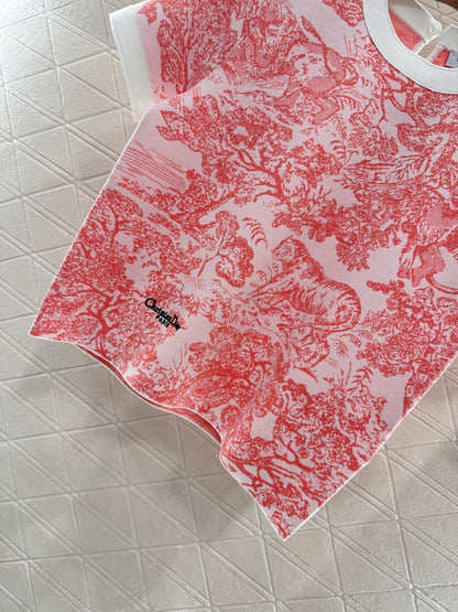 2025 new product Jacquard knitted short sleeves