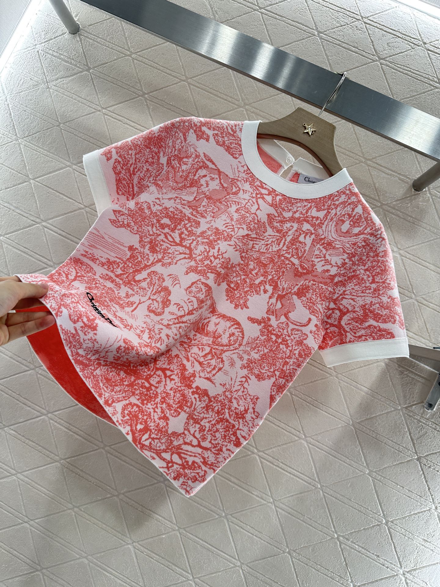 2025 new product Jacquard knitted short sleeves