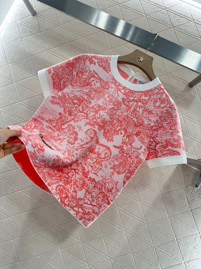 2025 new product Jacquard knitted short sleeves