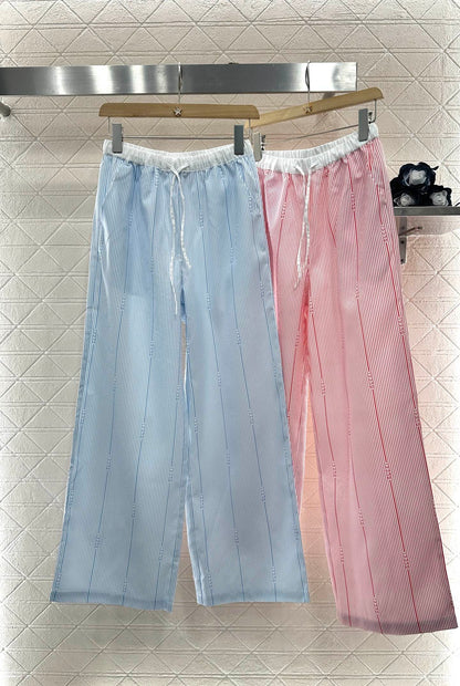2025 new product Drawstring striped trousers