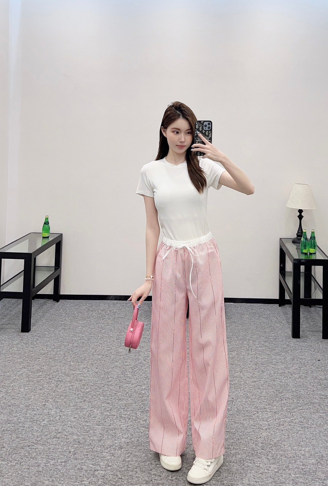 2025 new product Drawstring striped trousers