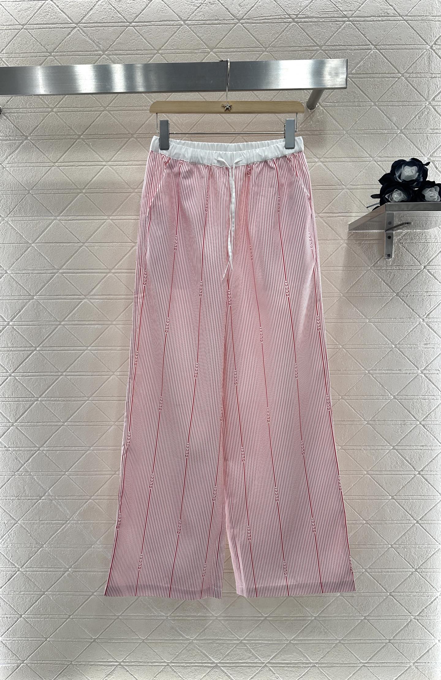 2025 new product Drawstring striped trousers
