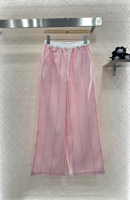 2025 new product Drawstring striped trousers