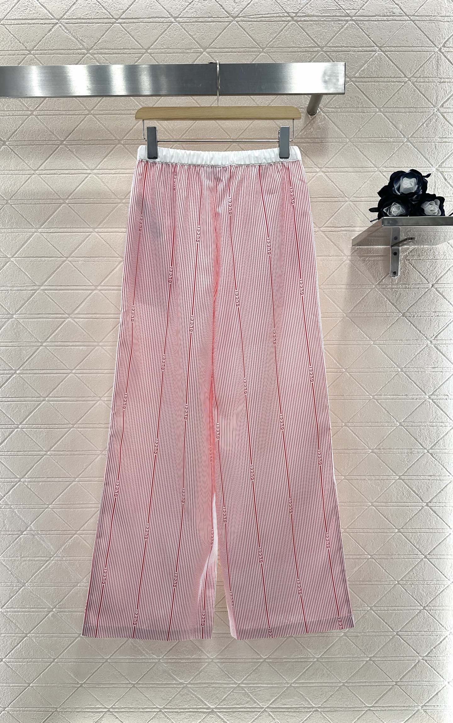 2025 new product Drawstring striped trousers