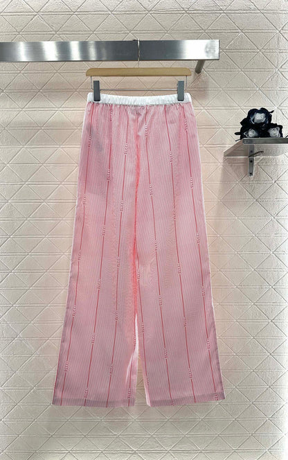 2025 new product Drawstring striped trousers