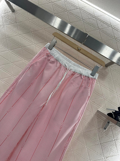 2025 new product Drawstring striped trousers