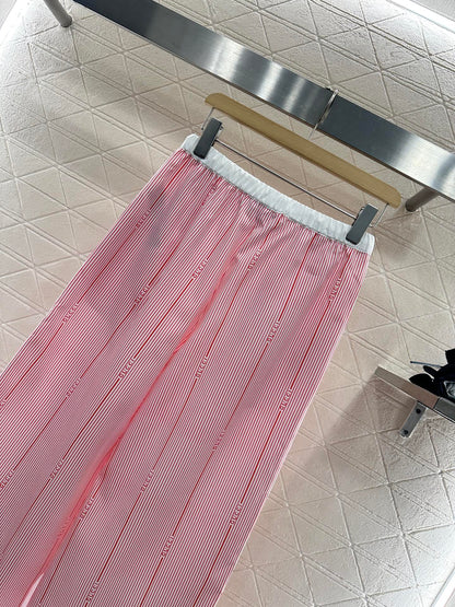 2025 new product Drawstring striped trousers