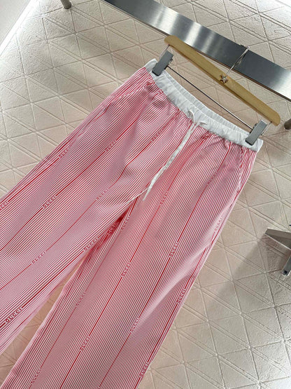 2025 new product Drawstring striped trousers