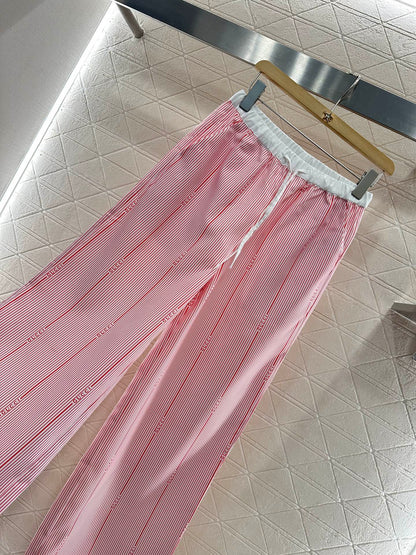 2025 new product Drawstring striped trousers