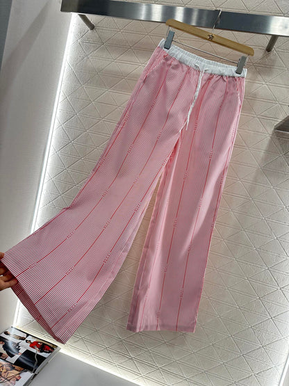 2025 new product Drawstring striped trousers