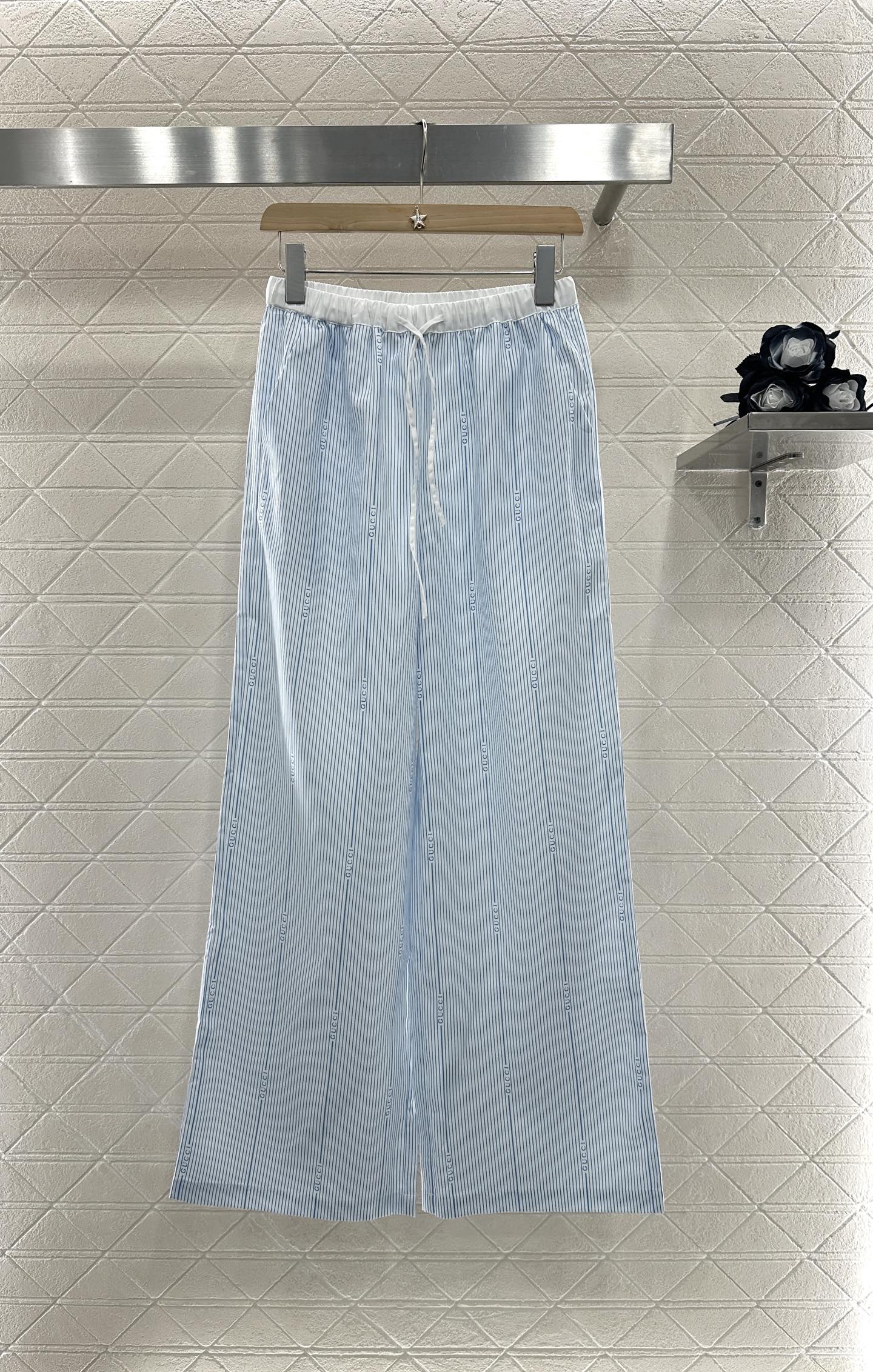 2025 new product Drawstring striped trousers