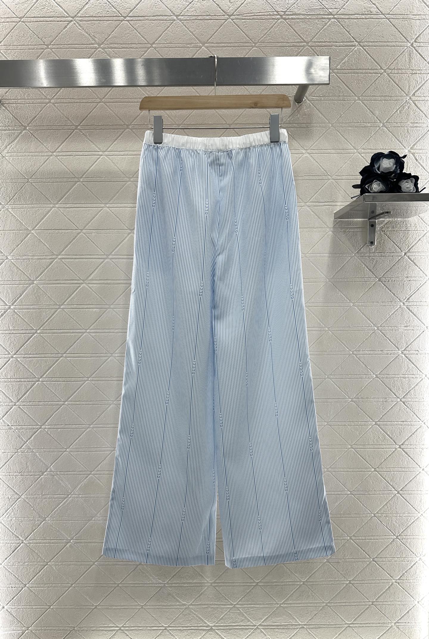 2025 new product Drawstring striped trousers
