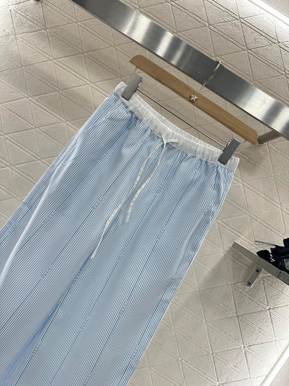 2025 new product Drawstring striped trousers