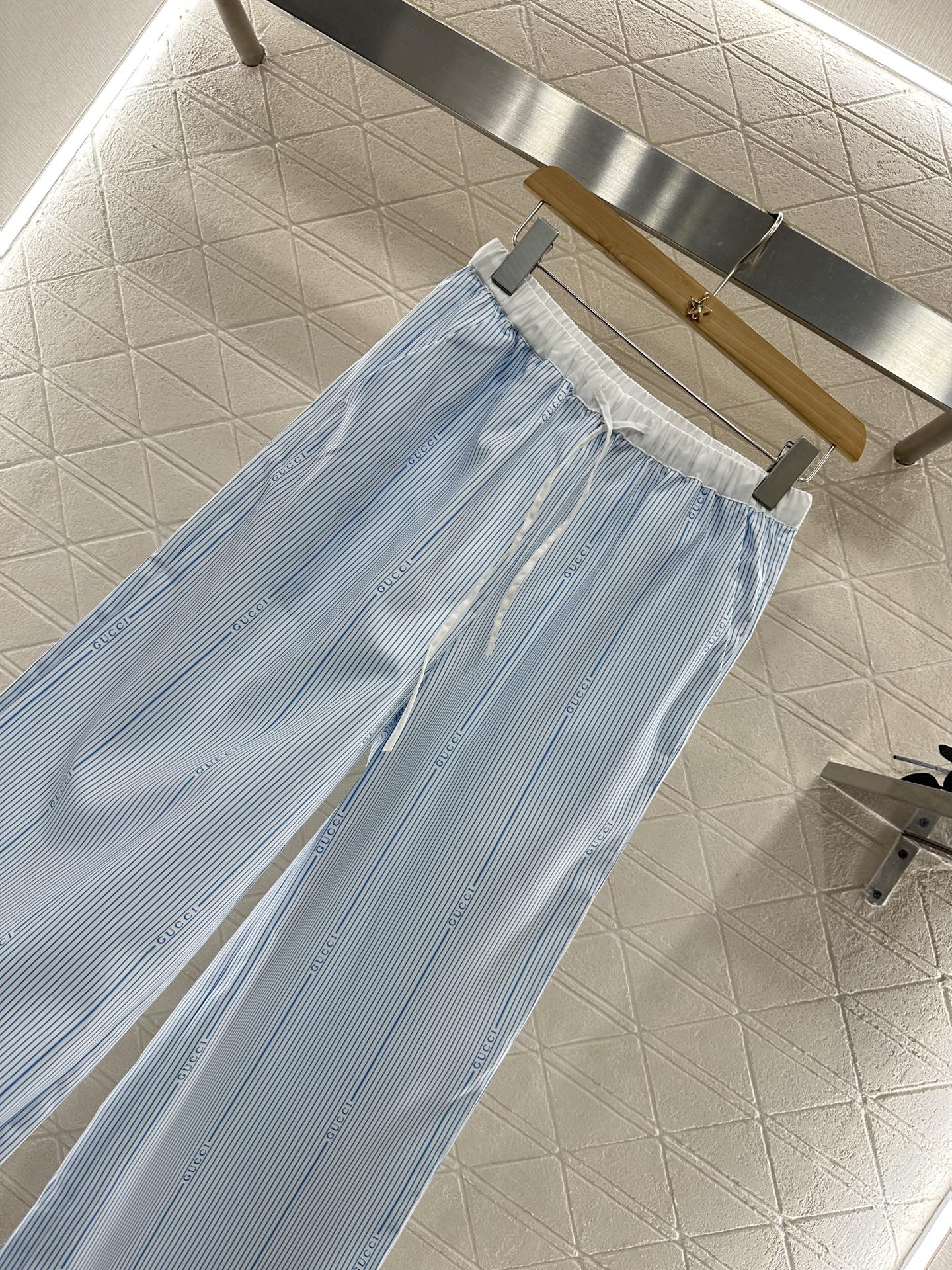 2025 new product Drawstring striped trousers