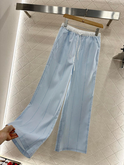 2025 new product Drawstring striped trousers