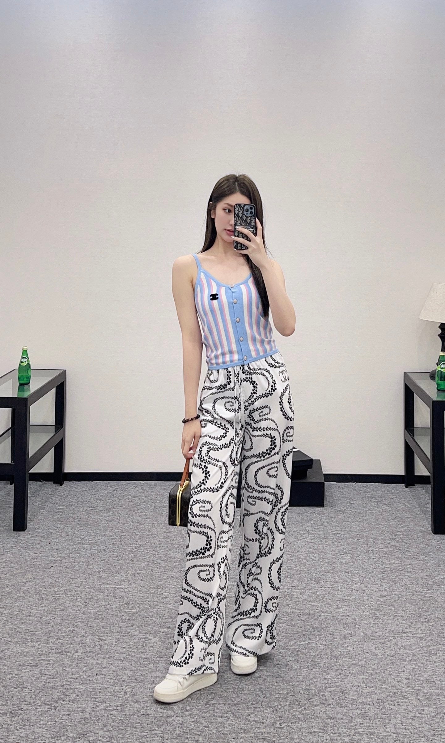 2025 new product Drawstring printed trousers