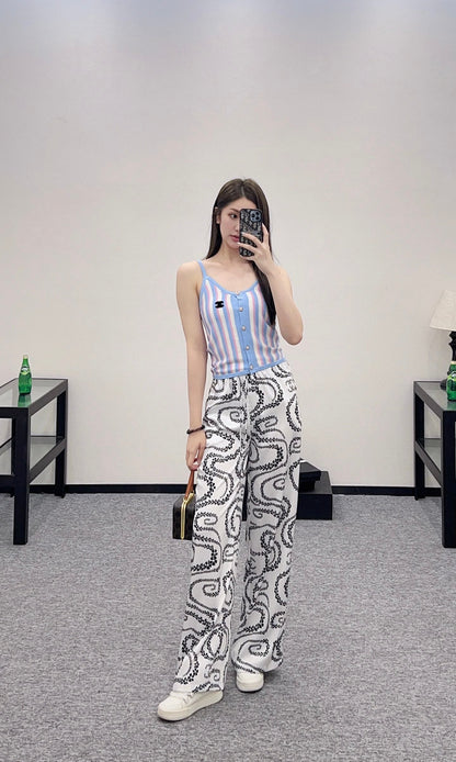 2025 new product Drawstring printed trousers
