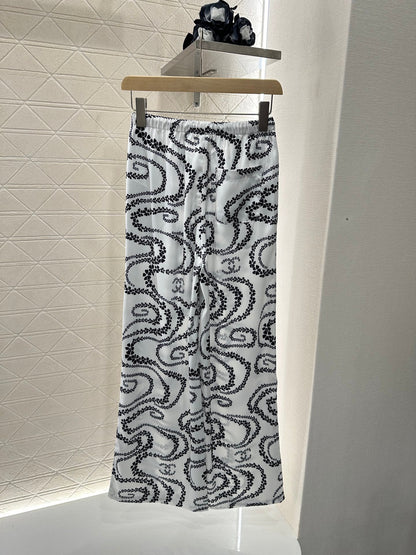 2025 new product Drawstring printed trousers