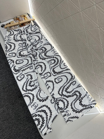 2025 new product Drawstring printed trousers