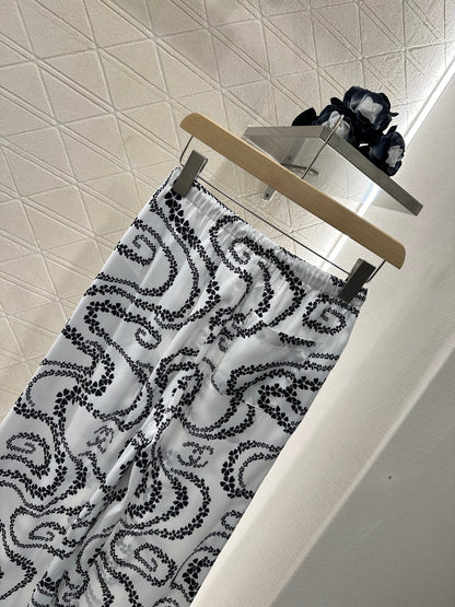 2025 new product Drawstring printed trousers