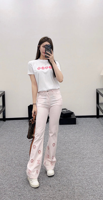 2025 new product Hollow embroidered jeans