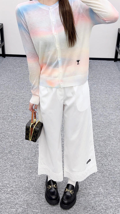 2025 new products Lace cropped pants