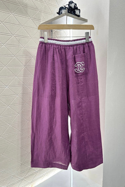 2025 new product Linen cropped pants