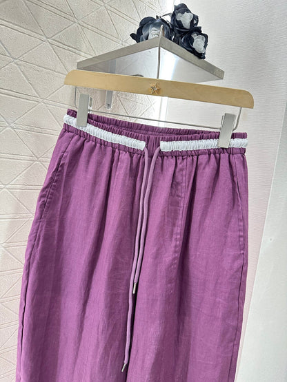2025 new product Linen cropped pants