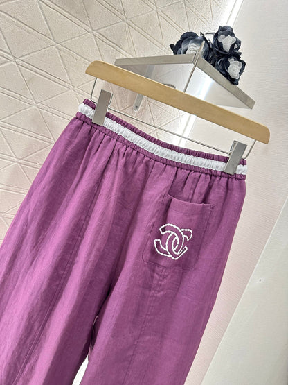 2025 new product Linen cropped pants