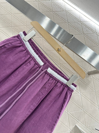 2025 new product Linen cropped pants