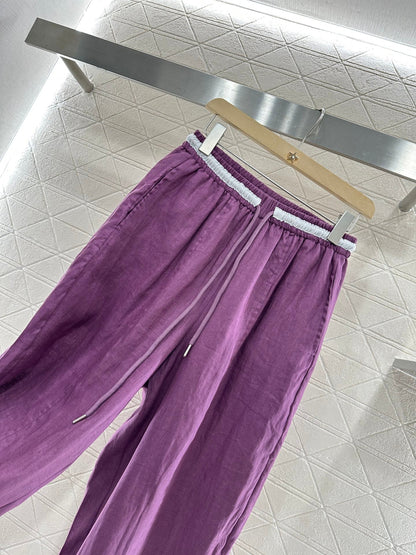 2025 new product Linen cropped pants
