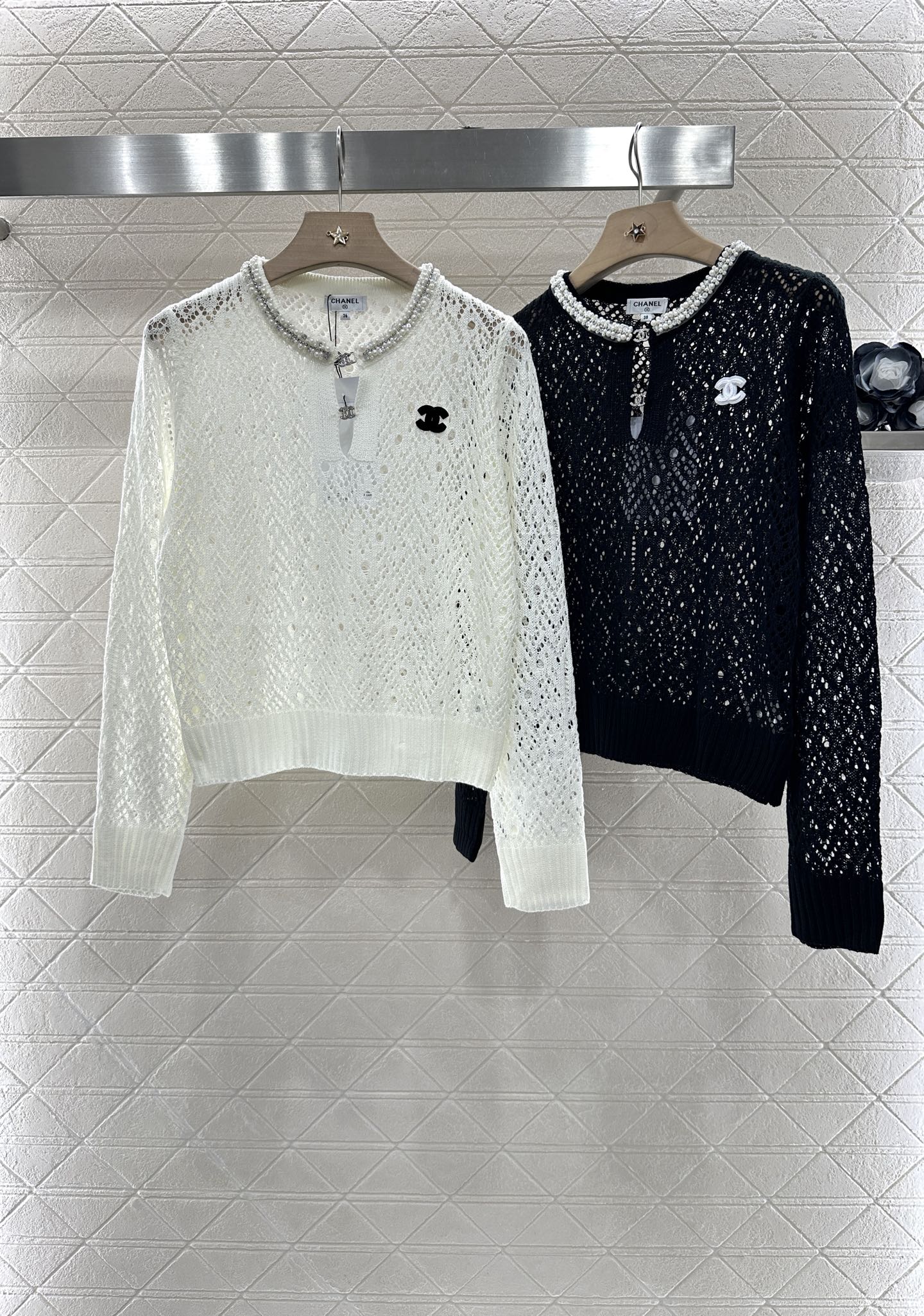 2025 new product Pearl hollow long sleeves