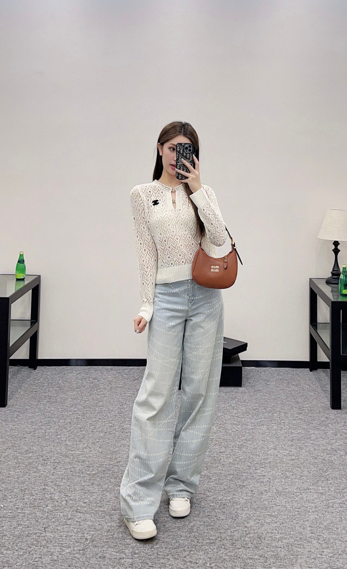 2025 new product Pearl hollow long sleeves